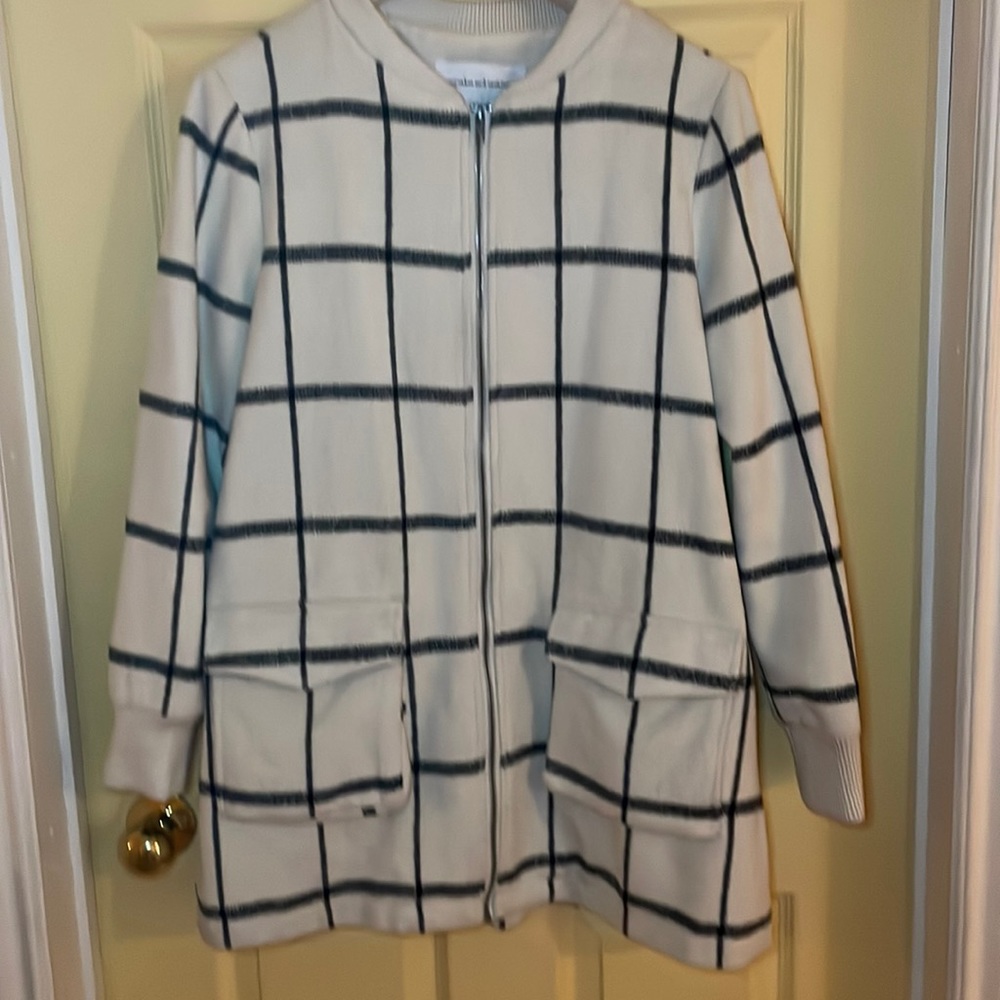 Pea coat baby doll blazer White and black plaid